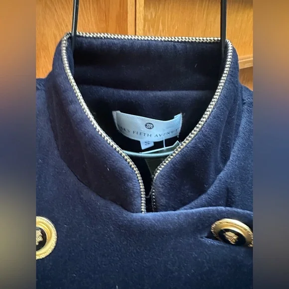Vintage Saks Fifth Avenue Midnight Blue Velour Jacket with Gold Buttons
